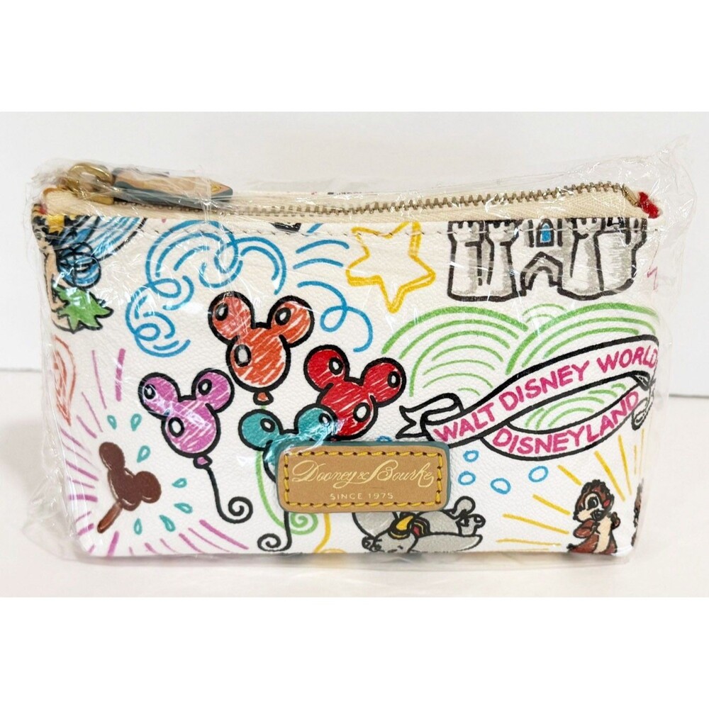 Disney Dooney & Bourke Sketch Bag Cosmetic Case Tinker Bell Dumbo Mickey Balloon